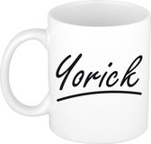 Yorick naam cadeau mok / beker met sierlijke letters - Cadeau collega/ vaderdag/ verjaardag of persoonlijke voornaam mok werknemers