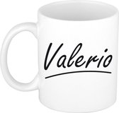 Valerio naam cadeau mok / beker met sierlijke letters - Cadeau collega/ vaderdag/ verjaardag of persoonlijke voornaam mok werknemers