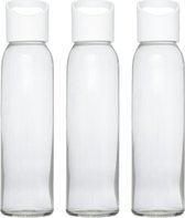 6x stuks glazen waterfles/drinkfles transparant met schroefdop met wit handvat 500 ml - Sportfles - Bidon