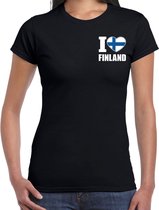 I love Finland t-shirt zwart op borst voor dames - Finland landen shirt - supporter kleding XL