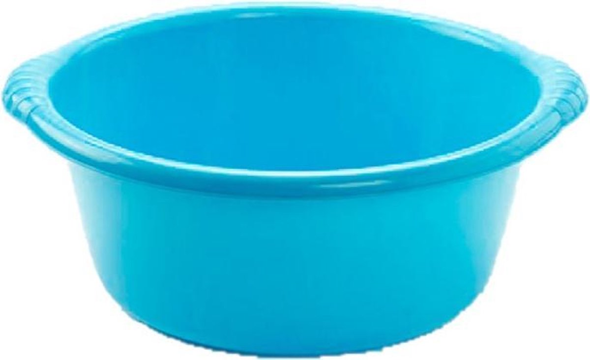 Set de 2 x grand bac plastique/lave-vaisselle rond 20 litres bleu