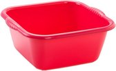 Set van 2x stuks kunststof teiltjes/afwasbakken vierkant 20 liter rood - Afmetingen 46 x 42.5 x 20 cm - Huishouden