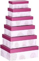 Set van 6x stuks roze gestipte cadeaudoosjes 16,5-28,5 cm rechthoekig - kadodoosjes / cadeauverpakkingen