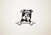 Border Collie - hond met pootjes - XS - 18x23cm - Zwart - wanddecoratie