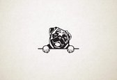 Pug - hond met pootjes - S - 27x42cm - Zwart - wanddecoratie