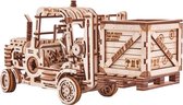 model heftruck met spaarpot hout 31,5 x 11,5 cm