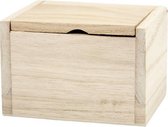 houten versierbare doos met opklapbaar deksel.