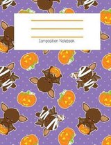 Composition Notebook: Cute Bat/Pumpkin/Mummy Bat/Halloween Themed Notebook For Girls - Wide Ruled Notebook 7.4 X 9.69 With 120 Pages School Notebook