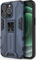 Magnetisch Hoesje Geschikt voor Apple iPhone 13 Pro Max | Kickstand Back Cover met Standaard | Telefoonhoesje met Ring | Beschermhoes met Magneet voor Auto Houder Blauw