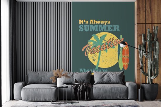 Behang - Fotobehang Vintage - Zomer - Surf - Breedte 195 cm x hoogte 300 cm