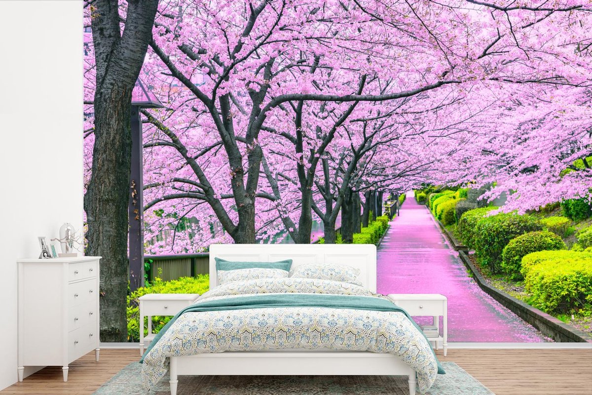 Behang - Fotobehang Sakura - Japan - Lente - Breedte 450 cm x hoogte 300 cm