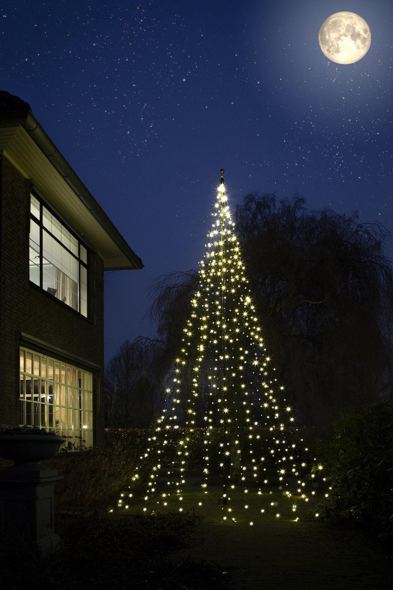 Christmas United - Vlaggenmast Kerstverlichting/kerstboom 600cm-640LED - Warm wit - Christmas United