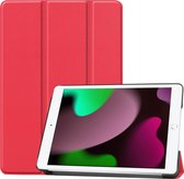 Hoes Geschikt voor iPad 10.2 2021 Hoes Luxe Hoesje Book Case - Hoesje Geschikt voor iPad 9 Hoes Cover - Rood