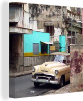 Canvas Schilderij Cuba - Oldtimer - Havana - 50x50 cm - Wanddecoratie