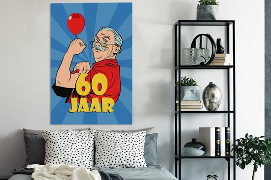 Tableau sur toile Homme - Anniversaire - 60 ans - 90x140 cm - Décoration murale
