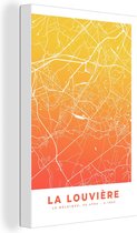 Tableau sur Toile Plan de Ville - La Louvière - België - Oranje - 120x180 cm - Décoration murale XXL