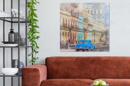 Toile Peinture Cuba - La Havane - Oldtimer - 90x90 cm - Décoration murale
