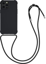 kwmobile telefoonhoesjegeschikt voor Apple iPhone 13 Pro Max - Hoesje van siliconen met telefoonkoord - In zwart
