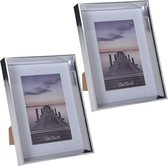 2x stuks kunststof fotolijst zilver geschikt voor een foto van 10 x 15 cm