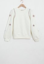 Sissy-Boy - Witte embroidery trui met pofmouwen