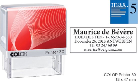 Foto: Tekststempel colop printer 30 personaliseerbaar 5regels 47x18mm