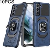 Voor Samsung Galaxy S21+ 5G 10 PCS Union Armor Magnetische PC + TPU Shockproof Case met 360 Graden Rotatie Ring Houder (Blauw)