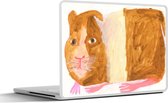 Laptop sticker - 15.6 inch - Een illustratie van een gestreepte cavia - 36x27,5cm - Laptopstickers - Laptop skin - Cover