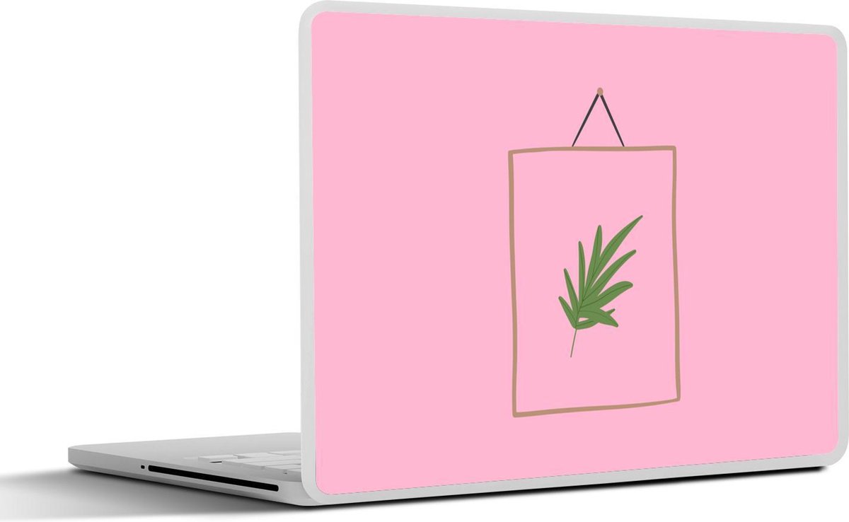 Afbeelding van product SleevesAndCases  Laptop sticker - 17.3 inch - Bladeren - Kader - Roze