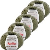 Basic Merino - kleur 70_Kaki - bundel 5 bollen 50 gr.  van 120 m.