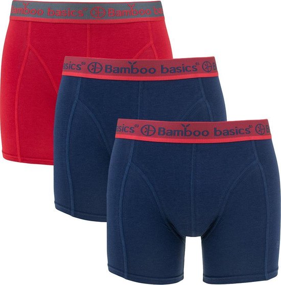 Comfortabel & Zijdezacht Bamboo Basics Rico - Bamboe Boxershorts Heren (Multipack 3 stuks) - Onderbroek - Ondergoed - Rood & Navy - L