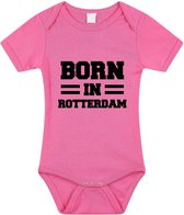 Born in Rotterdam tekst baby rompertje roze meisjes - Kraamcadeau - Rotterdam geboren cadeau 56 (1-2 maanden)