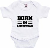 Born in Amsterdam tekst baby rompertje wit jongens en meisjes - Kraamcadeau - Amsterdam geboren cadeau 68 (4-6 maanden)