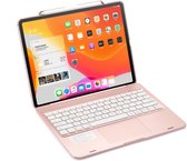 iPad Pro Toetsenbord Hoes - 12.9 inch (2021, 2020, 2018) - Bluetooth Toetsenbord - Draaibaar, Touchpad & Verlichting - QWERTY -  RosÃ© Goud