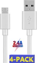 4x Micro USB Kabel - Premium Kabel - Snellaadkabel - 2.4A - 1M - Geschikt voor Samsung - PS4 - Micro-USB - Extra Sterk