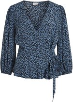 Vila Blouse Vikittie 3/4 Sleeve Wrap Top 14066560 Black Dames Maat - W34