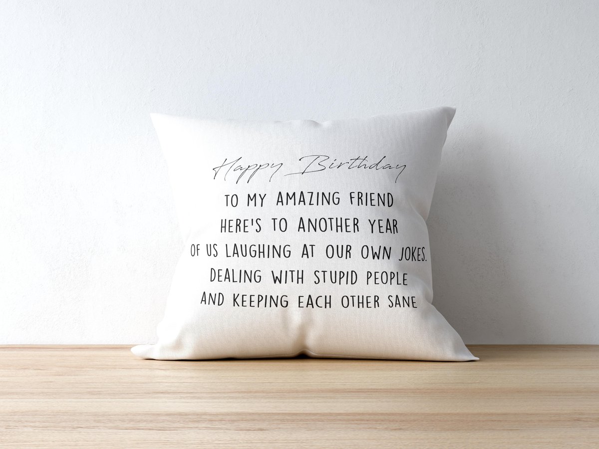 Sierkussen - Verjaardag Happy Birthday To My Amazing Friend - Wit - 40 Cm X 40 Cm