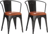 Medina Eetkamerstoelen 2 st echt leer bruin