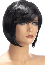 World Wigs Berangere - Pruik - Kort Donkerbruin - Carre met Schuine Pony