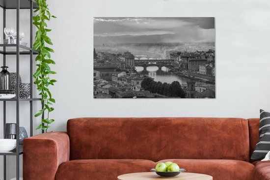 Toile Peinture Italie - Zwart - Wit - Pont - 120x80 cm - Décoration murale