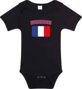 France baby rompertje met vlag zwart jongens en meisjes - Kraamcadeau - Babykleding - Frankrijk landen romper 68 (4-6 maanden)