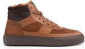 NoGRZ B.Longhena hoge leren damessneakers - gevoerde veterschoenen - Cognac Bruin Leer - Maat 40