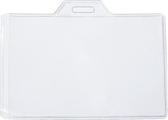 CKB - 50x Value Clear Plastic Horizontale ID-kaart Badgehouder Zakzakjes - Dubbelzijdig transparant landschap Identiteit Portemonnee Sleeves voor Lanyard, intrekbare haspelclip en sleutelhanger 9,5 x 6cm