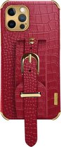 Samsung Galaxy A51 Back Cover Hoesje met Handvat - PU Leer - Backcover - Samsung Galaxy A51 - Rood