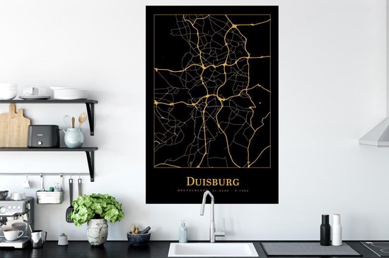 Stickers Stickers muraux - Carte - Duisburg - Or - Zwart - 80x120 cm - Feuille adhésive
