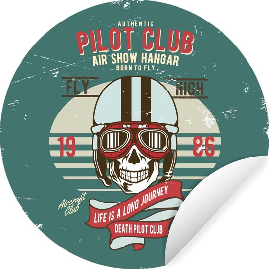 Wallpaper Circle - Crâne - Casque - Pilote - Rétro - ⌀ 30 cm - Wall Circle