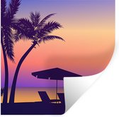 Muurstickers - Sticker Folie - Strandstoel - Parasol - Nacht - Tekening - 50x50 cm - Plakfolie - Muurstickers Kinderkamer - Zelfklevend Behang - Zelfklevend behangpapier - Stickerfolie