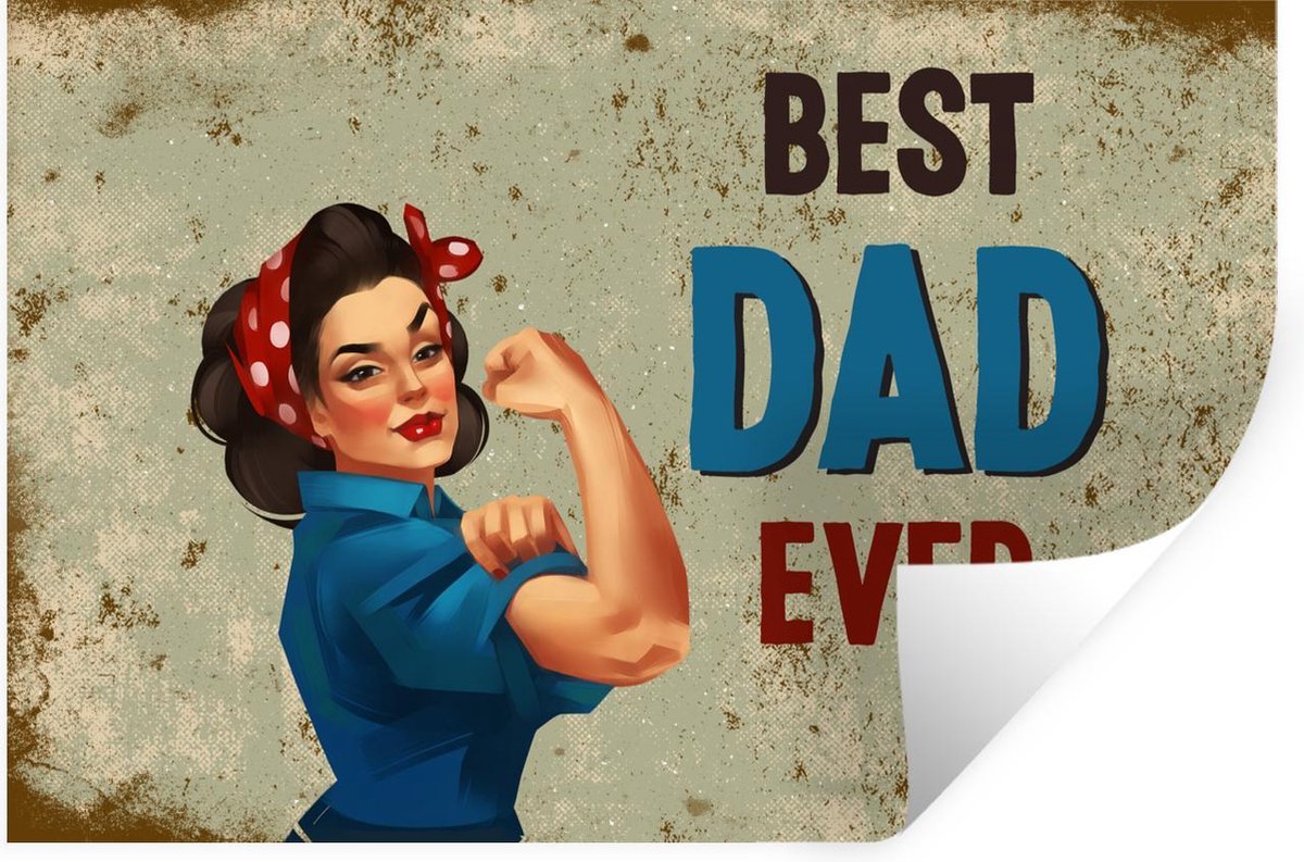 Muurstickers - Sticker Folie - Spreuken - Best dad ever - Quotes - Vaderdag - 120x80 cm - Plakfolie - Muurstickers Kinderkamer - Zelfklevend Behang - Vaderdag cadeautje - Cadeau voor vader en papa - Zelfklevend behangpapier - Stickerfolie