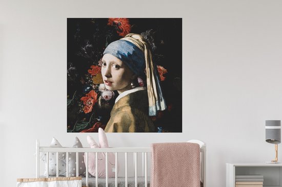 Stickers Stickers muraux - La fille à la perle - Vermeer - Art - 100x100 cm - Feuille adhésive XXL