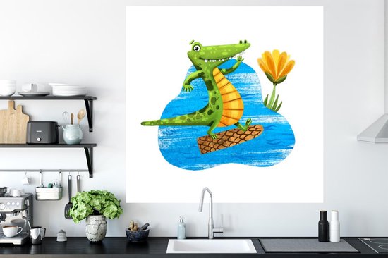 Stickers muraux - Pépinière - Chambre de bébé - Crocodile - Water - Arbre - 120x120 cm - Film Adhésif XXL