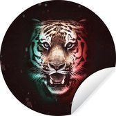 WallCircle - Stickers muraux muraux - Cercle de papier peint - Tigre - Couleur - Animaux - 80x80 cm - Cercle mural - Autocollant - Autocollant papier peint rond